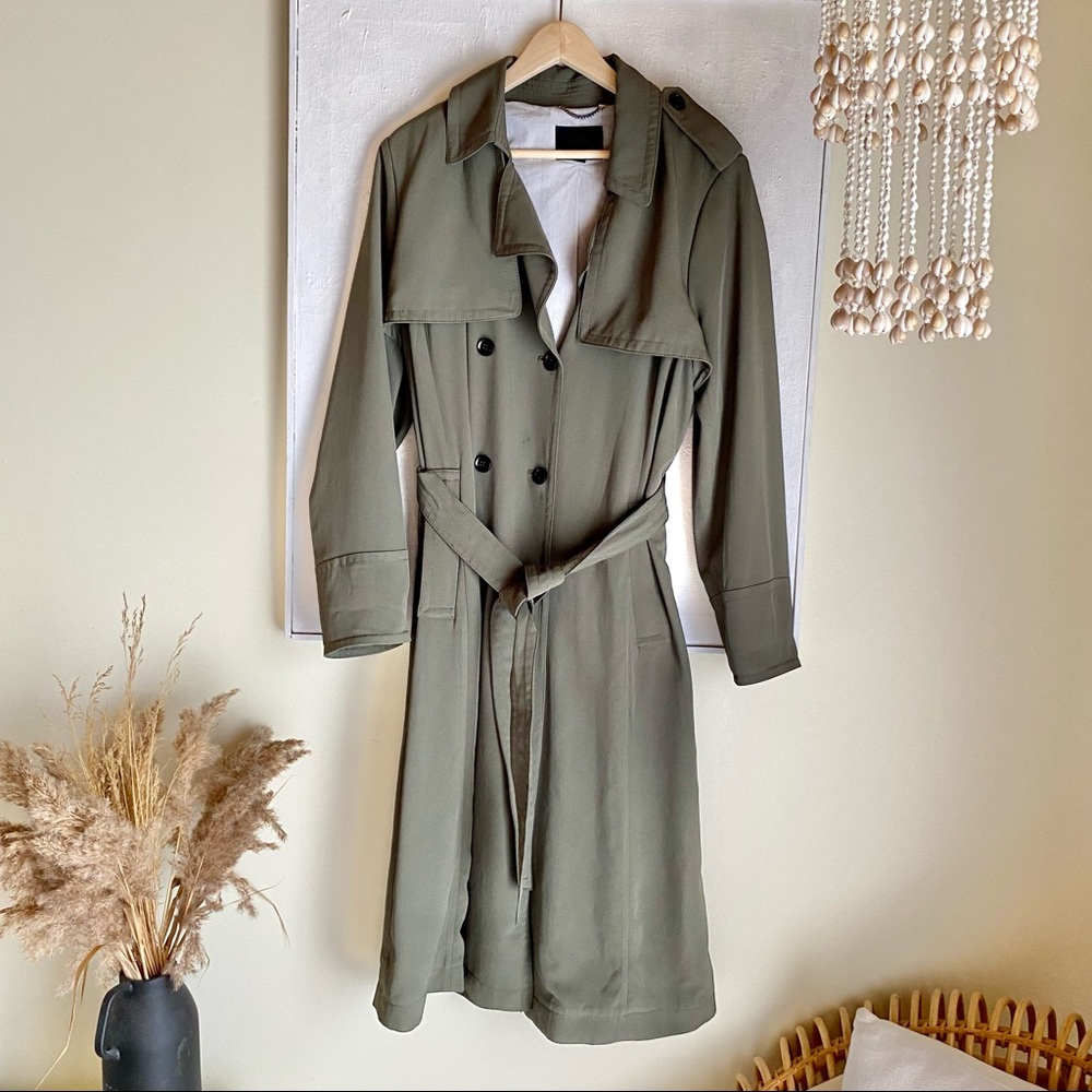 Banana Republic olive green drapy trench coat size XL